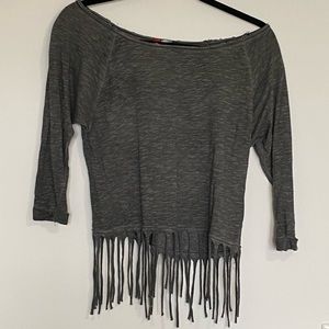 Heather gray boho crop top